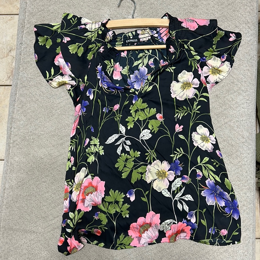Express black floral blouse size small S